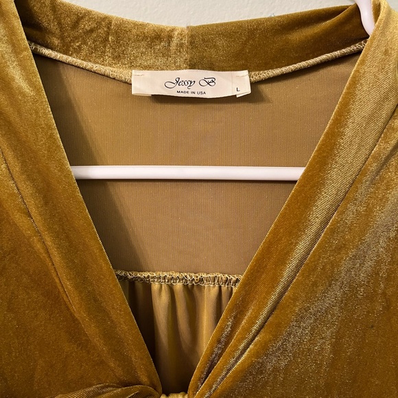 ModCloth Fete to Be Tied Velvet Dress in Mustard - Picture 4 of 4